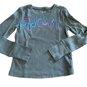 Girls 6X Sideout Gray Knit Top Waffle Knit Long Sleeves Thumb Holes Y2K